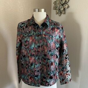Chico’s Metallic Colorful Silk Rayon Light Blazer